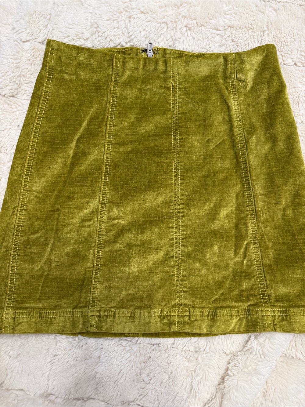 Free People Olive Velvet Panel Mini Skirt